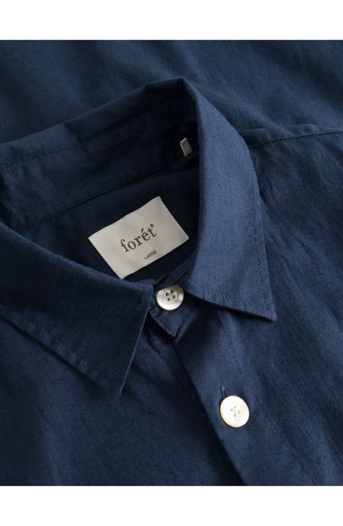 Forét Foret Serene Cotton & Linen Short Sleeve Button-up Shirt In Blue