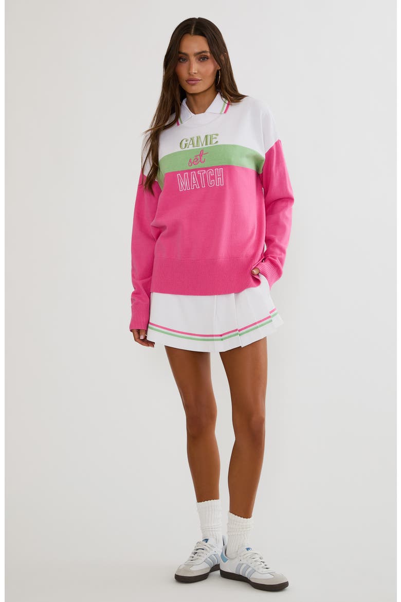 Callie Game Set Match Sweater, Alternate, color, STRAWBERRY MATCHA