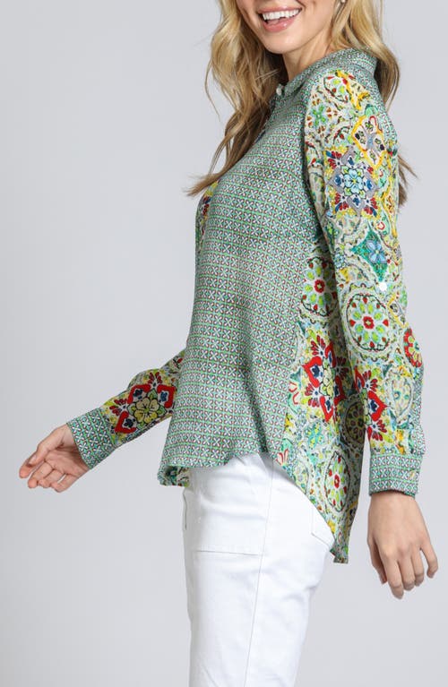 Apny Print Button-up Shirt In Yellow Multi