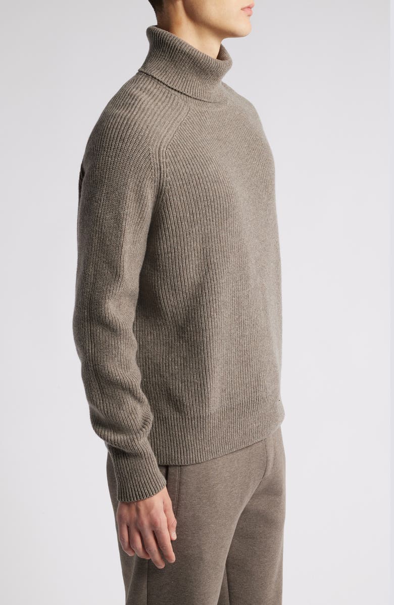 BOSS Evento Recycled Wool Turtleneck Sweater, Alternate, color, Dark Beige