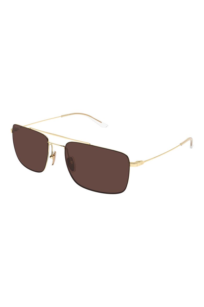 59mm Polarized Gradient Rectangular Sunglasses, Alternate, color, GOLD