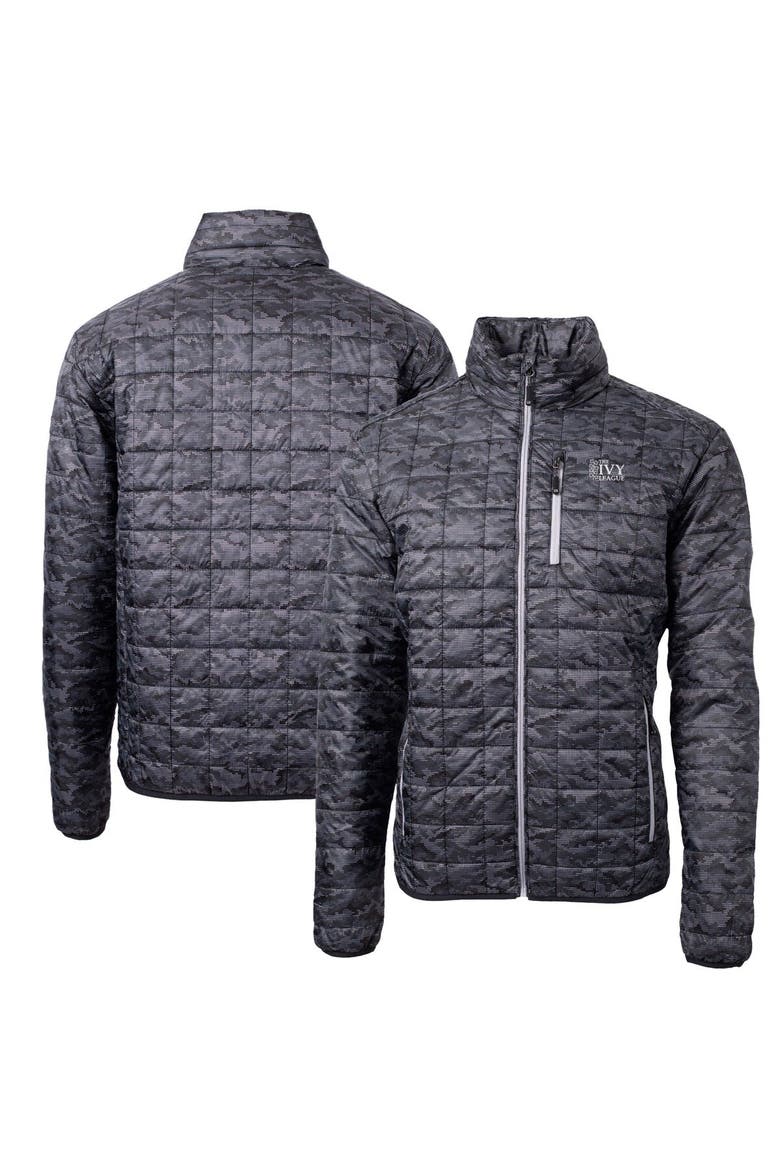 Men's Cutter & Buck  Black Ivy League Rainier PrimaLoft Eco Insulated Printed Full-Zip Puffer Vest, Main, color, Black