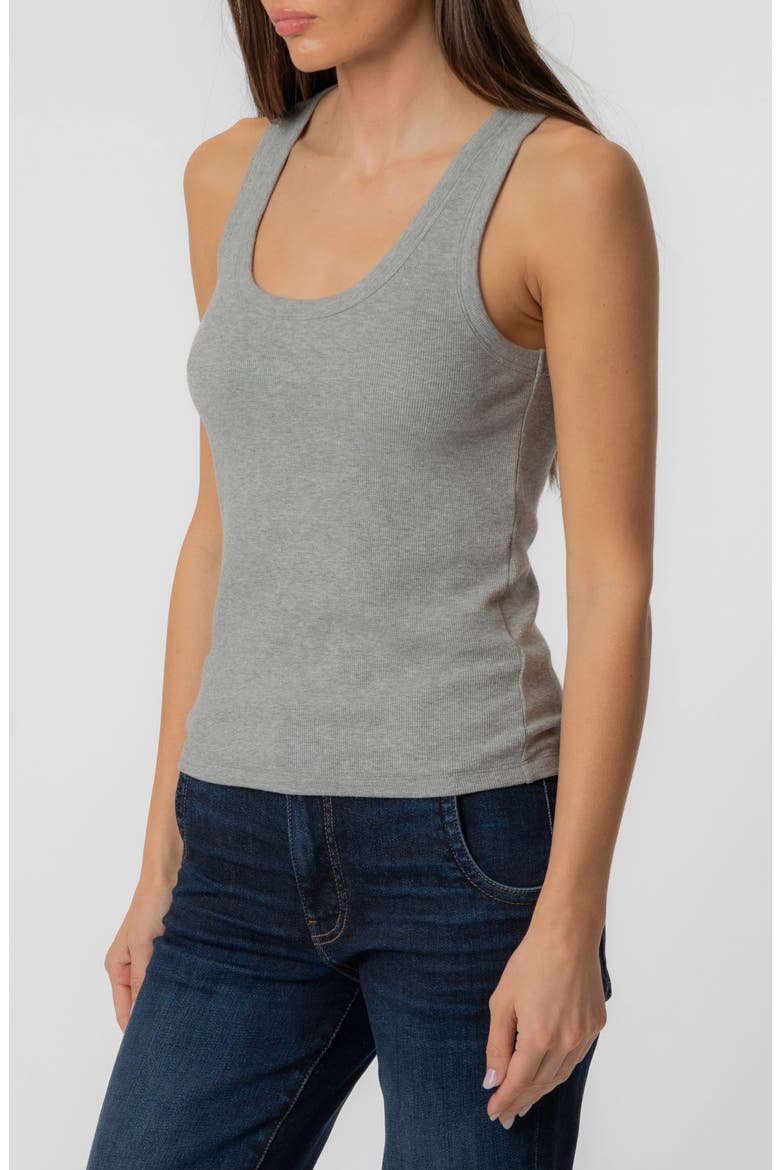 Anastasia Stretch Cotton Blend Rib Tank, Alternate, color, HEATHER GREY