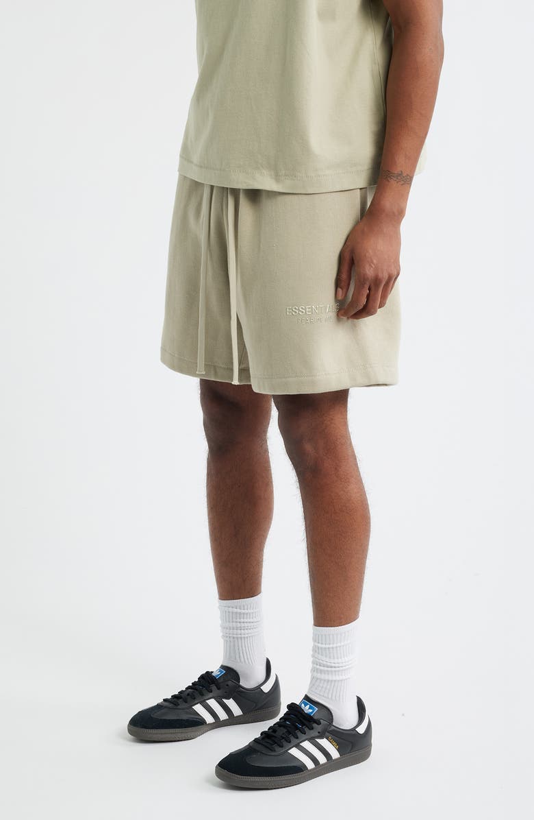 Fear of God Essentials Fleece Soccer Shorts, Alternate, color, Abbey Stone