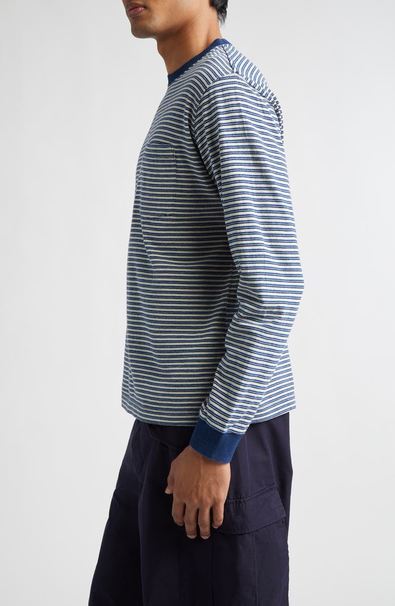 BEAMS Indigo Stripe Pocket T-Shirt, Alternate, color, Off White