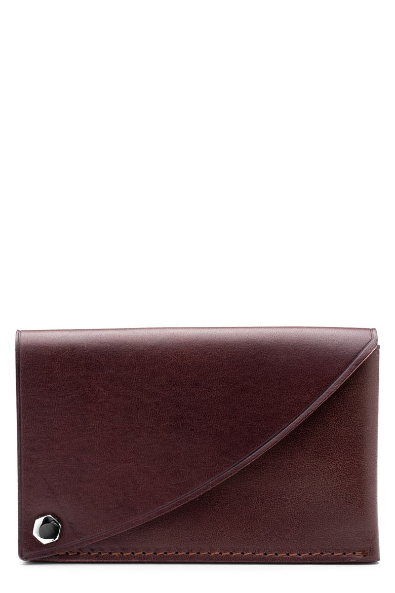 Italo Leather Flipper Card Case, Main, color, DARK BROWN