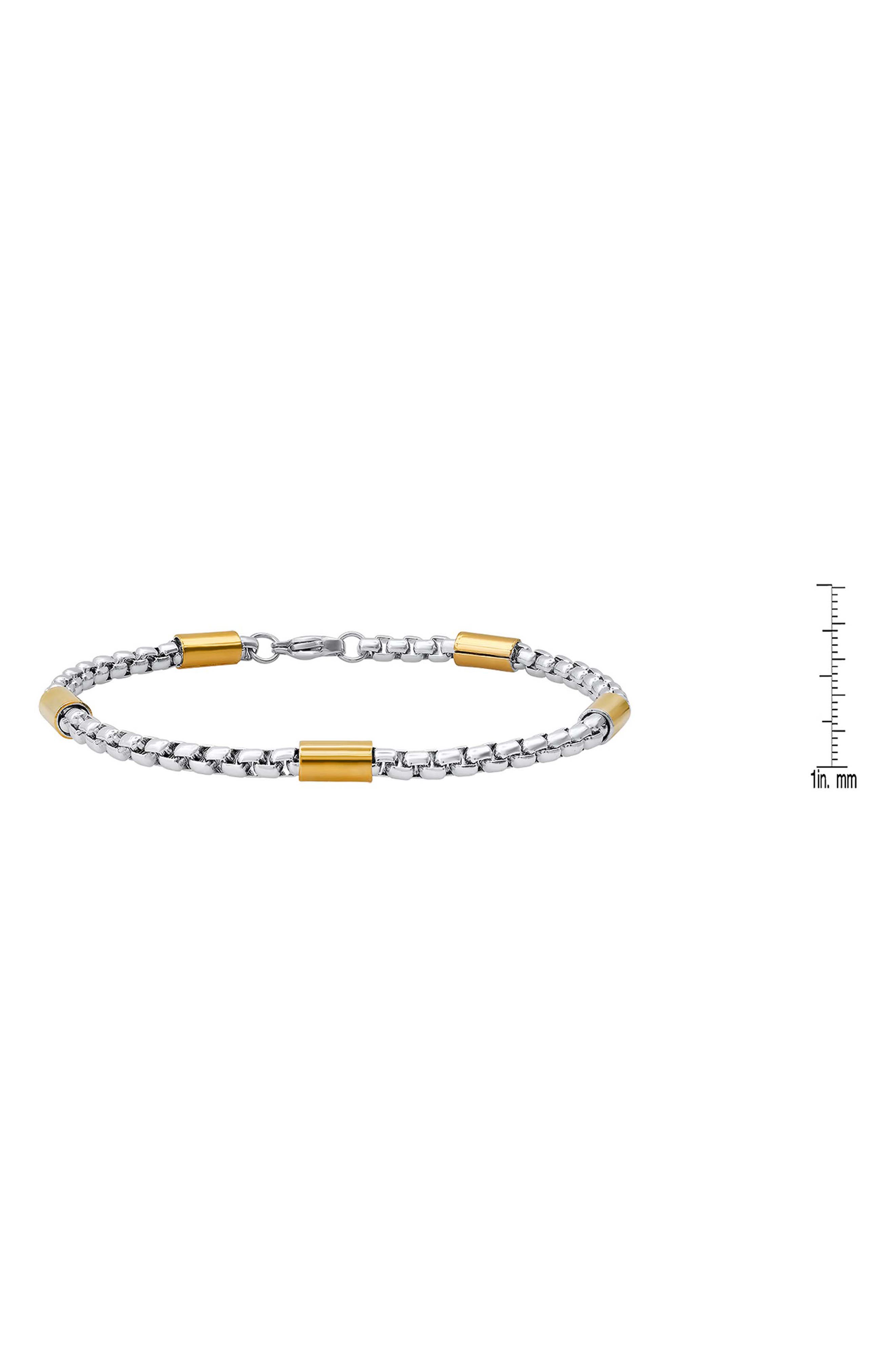 STEELTIME Men's Two Tone Stainless Steel Box Chain Bracelet (Men ...