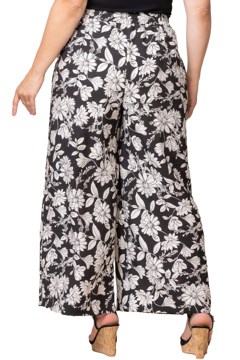 Eva Wide Leg Palazzo Pants, Alternate, color, BLACK AND WHITE FLORALS