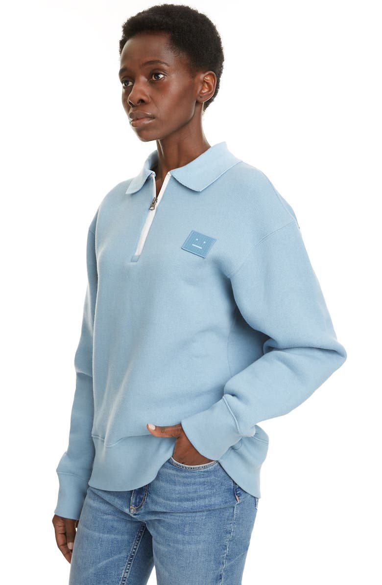 Acne Studios Ferd Quarter Zip Cotton Sweatshirt, Alternate, color, 