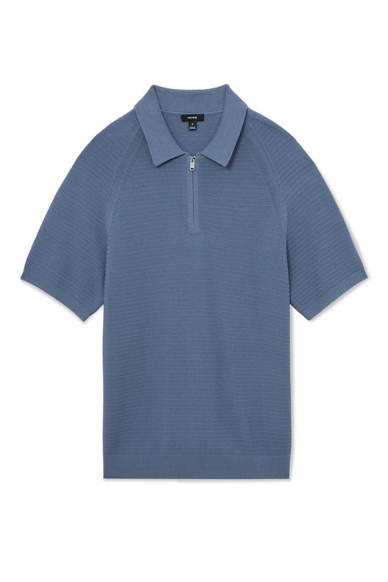 Estate Textured Stitch Zip Polo Sweater, Alternate, color, AIRFORCE BLUE