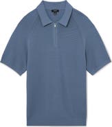 Reiss Estate Textured Stitch Zip Polo Sweater