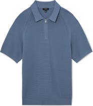 Reiss Estate Textured Stitch Zip Polo Sweater