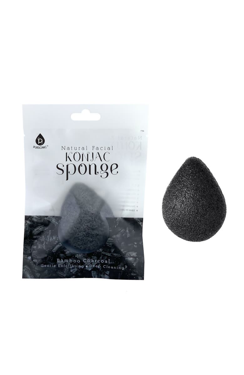 PURSONIC Natural Charcoal Konjac Sponge, Alternate, color, Black