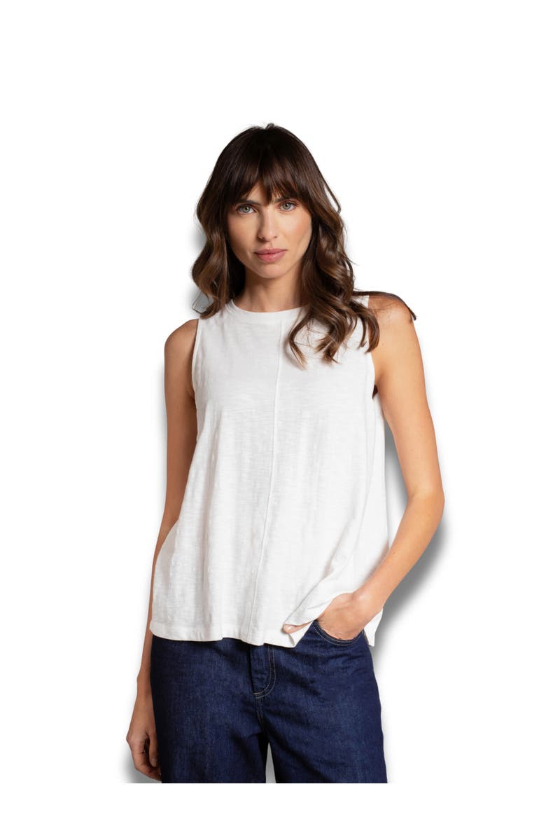 Celtic & Co. Crew Neck Pleat Back Tank Top, Main, color, Chalk