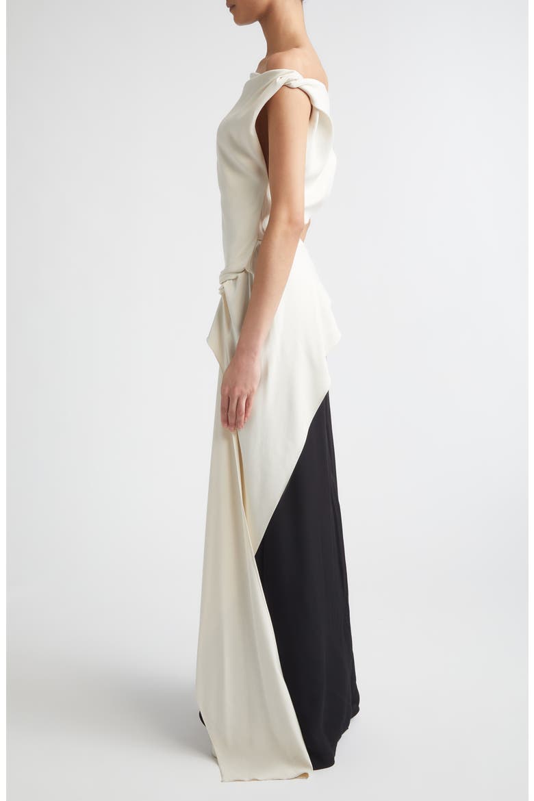 Daliah Off the Shoulder Maxi Dress, Alternate, color, ECRU/ BLACK