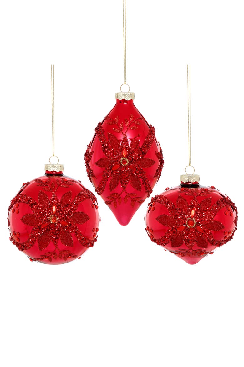 Holiday Poinsettia Ornament, Box of 6, Main, color, Red