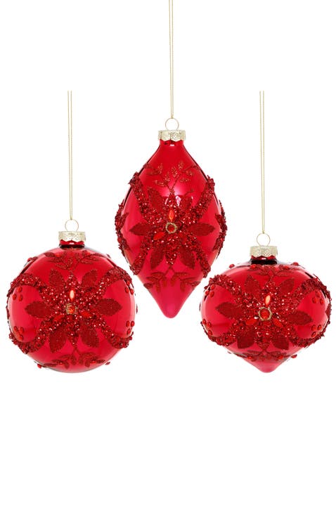 Holiday Poinsettia Ornament, Box of 6