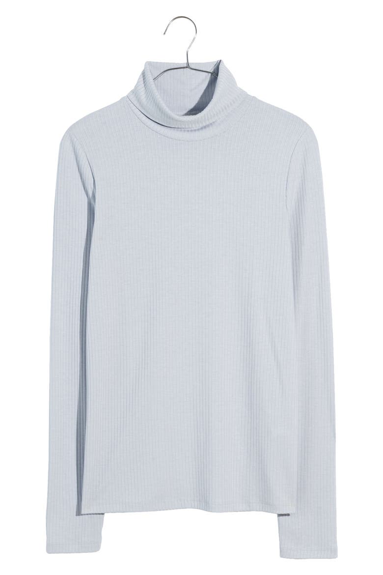 Lightweight Ribbed Turtleneck Top, Alternate, color, COOL FOG