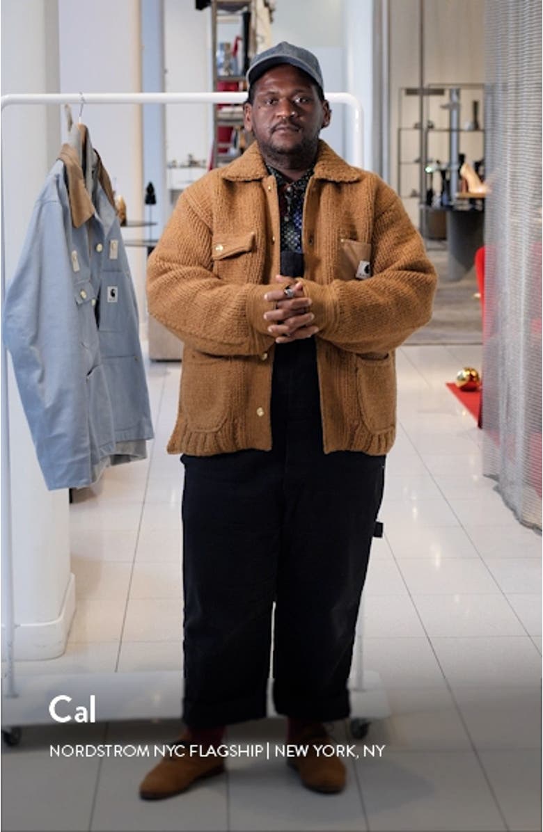 Carhartt WIP Logo Patch Wool Blend Knit Jacket, sales video thumbnail