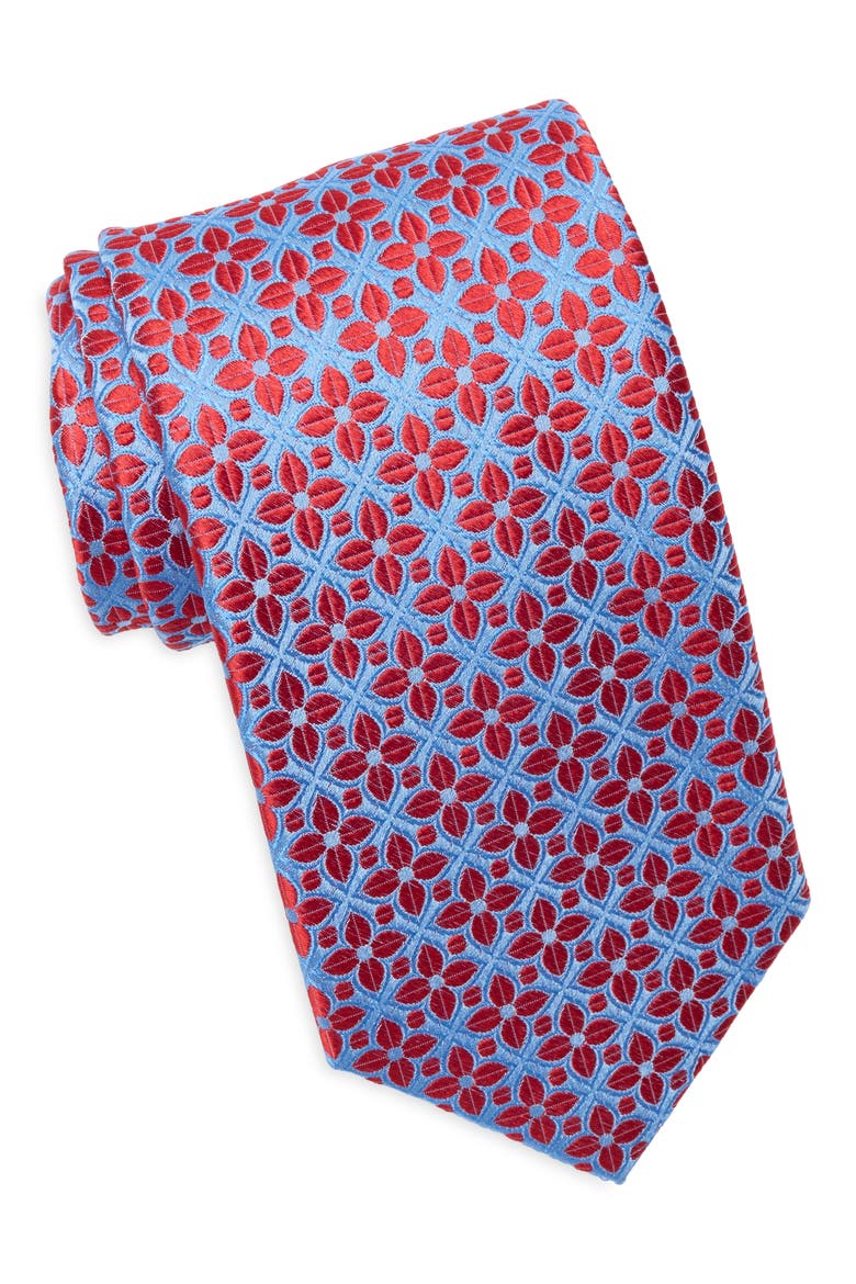 Wright Florette Silk Blend Jacquard Tie, Main, color, ROSE