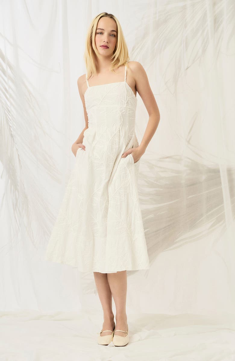 Luxely Embroidered Cotton A-Line Sundress, Alternate, color, Cloud Dancer