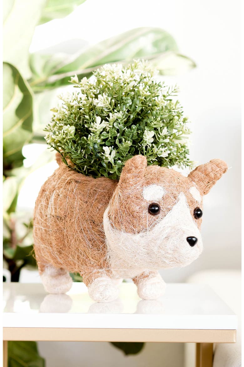 Corgi Handwoven Planter, Alternate, color, BROWN / WHITE