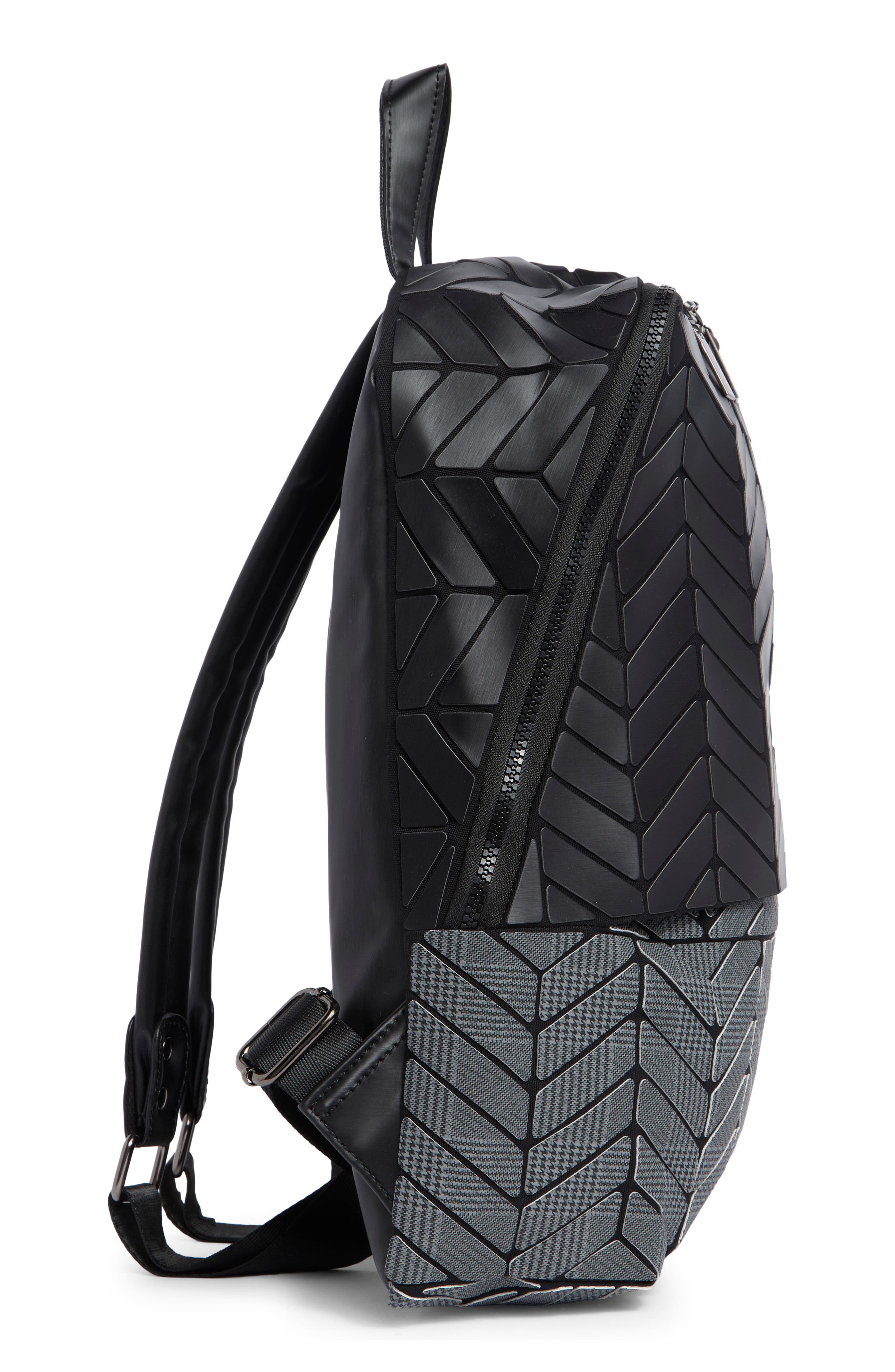 Printed Chevron Backpack, Alternate, color, BLK/ WHT PLAID