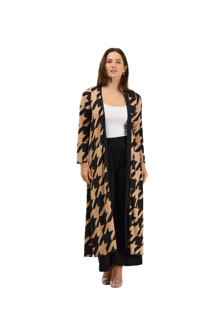 Essential Womens Open Front Soft Stretch Long Cardigan, Main, color, Brown Multi