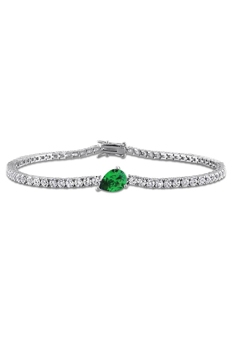 Julianna B. Lab-Created Emerald & White Sapphire Bracelet, Main, color, 