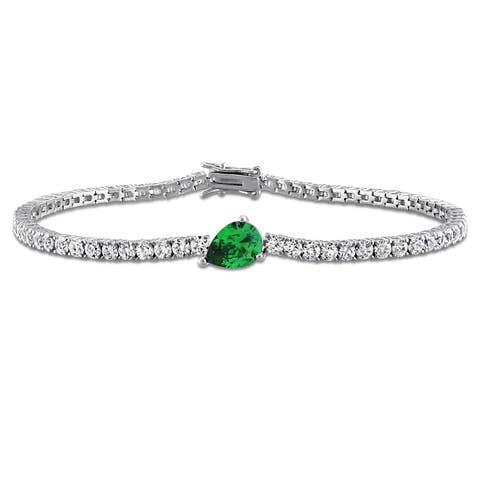 Lab-Created Emerald & White Sapphire Bracelet