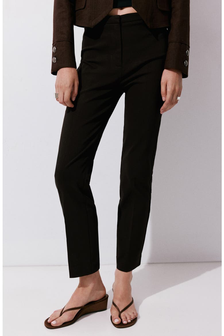 Crop Straight Leg Pants, Main, color, CHOCOLATE