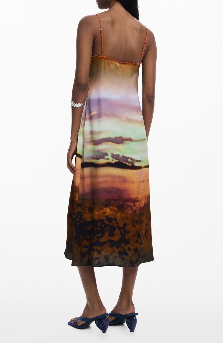 Desigual Watercolor Stripe Slipdress, Alternate, color, Yellow