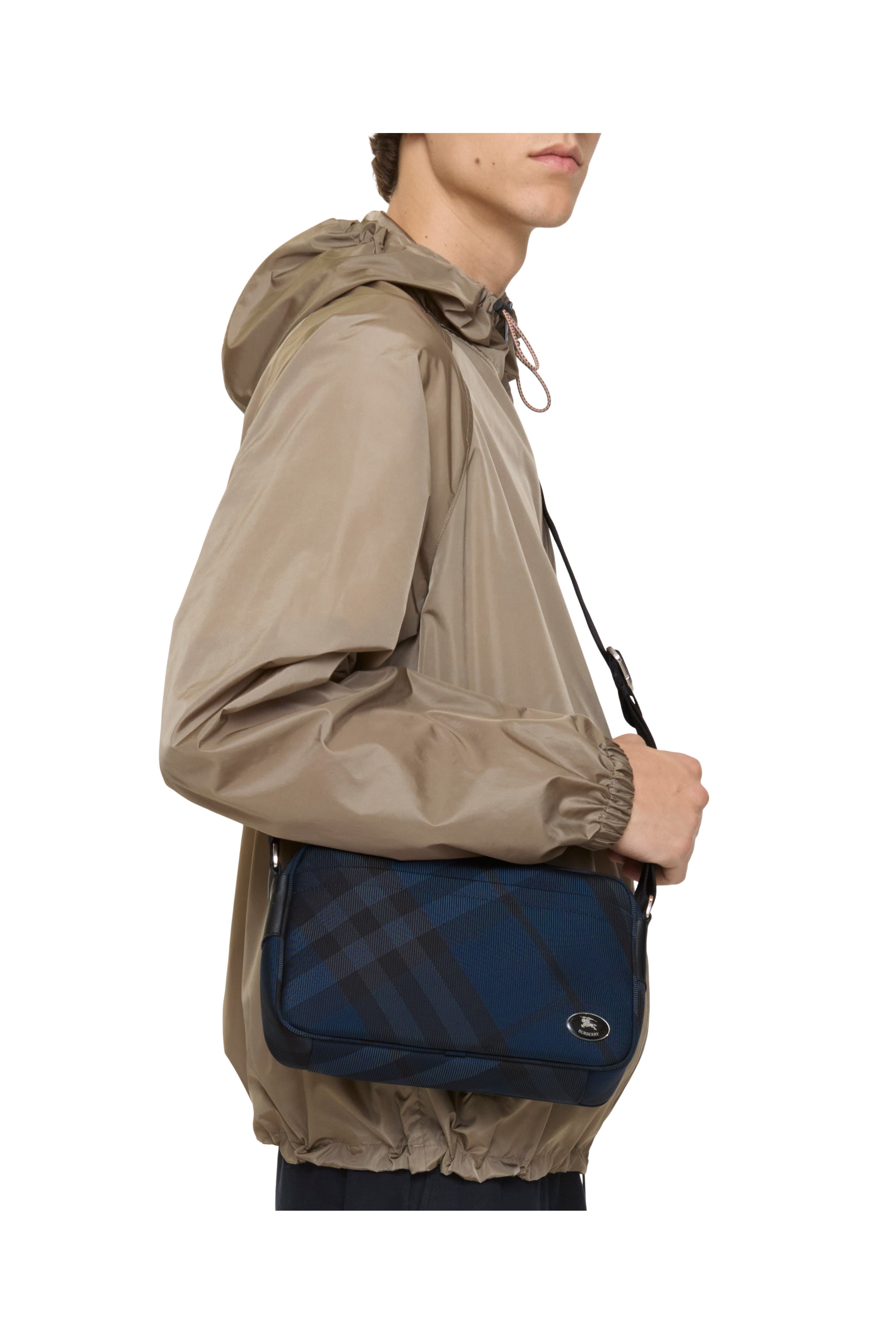 Burberry Slim Grid Crossbody Bag, Alternate, color, Navy