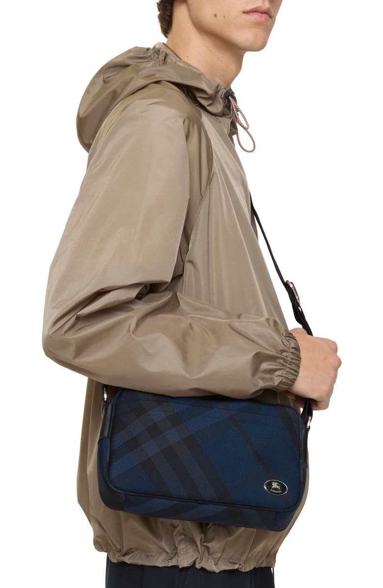 Burberry Slim Grid Crossbody Bag, Alternate, color, Navy