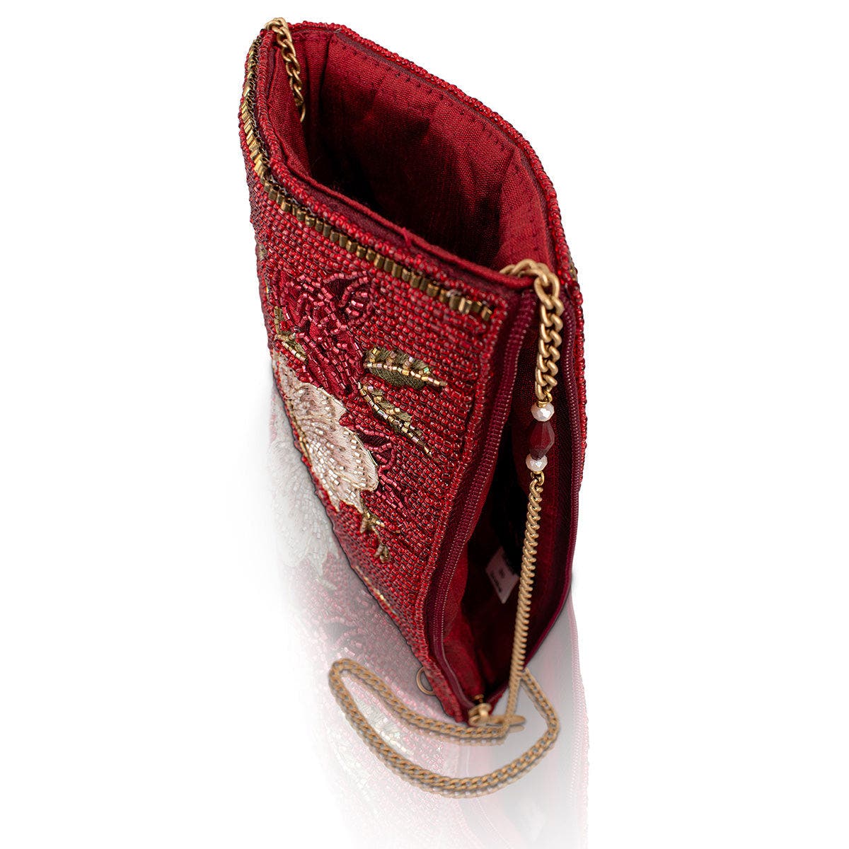 Mary Frances Accessories Eastern Bloom Crossbody Phone Bag, Alternate, color, Dark Red