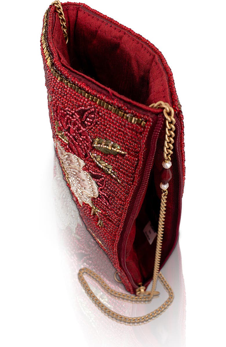 Mary Frances Accessories Eastern Bloom Crossbody Phone Bag, Alternate, color, Dark Red