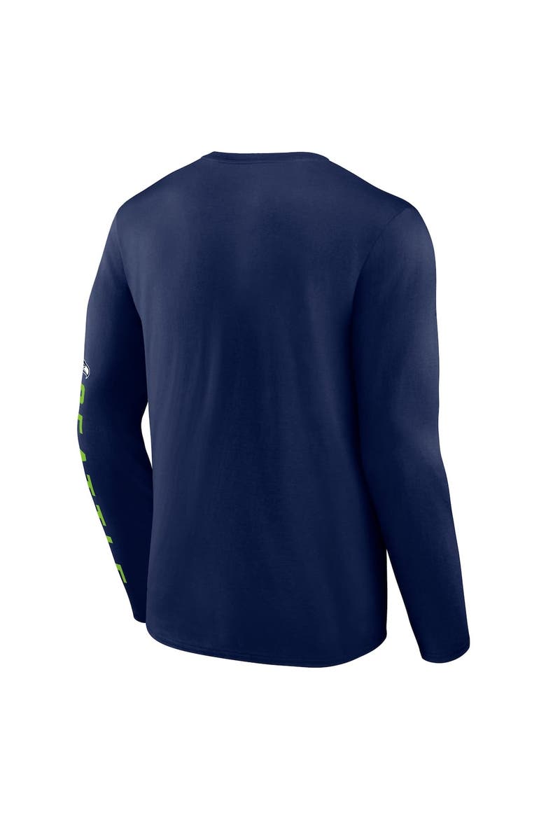 Men's Fanatics College Navy Seattle Seahawks Helmet Platform Long Sleeve T-Shirt, Alternate, color, Navy