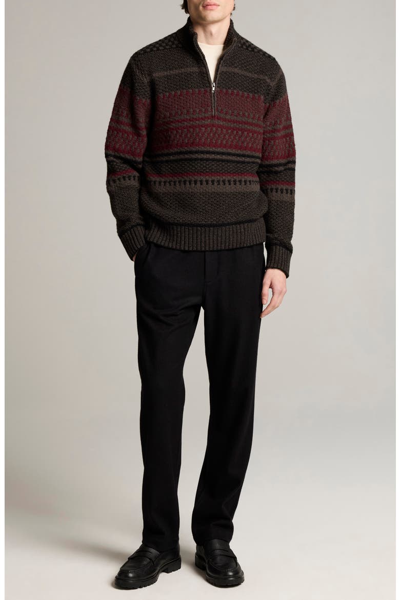 Variegated Jacquard Quarter Zip Sweater, Alternate, color, BLACK COMBO