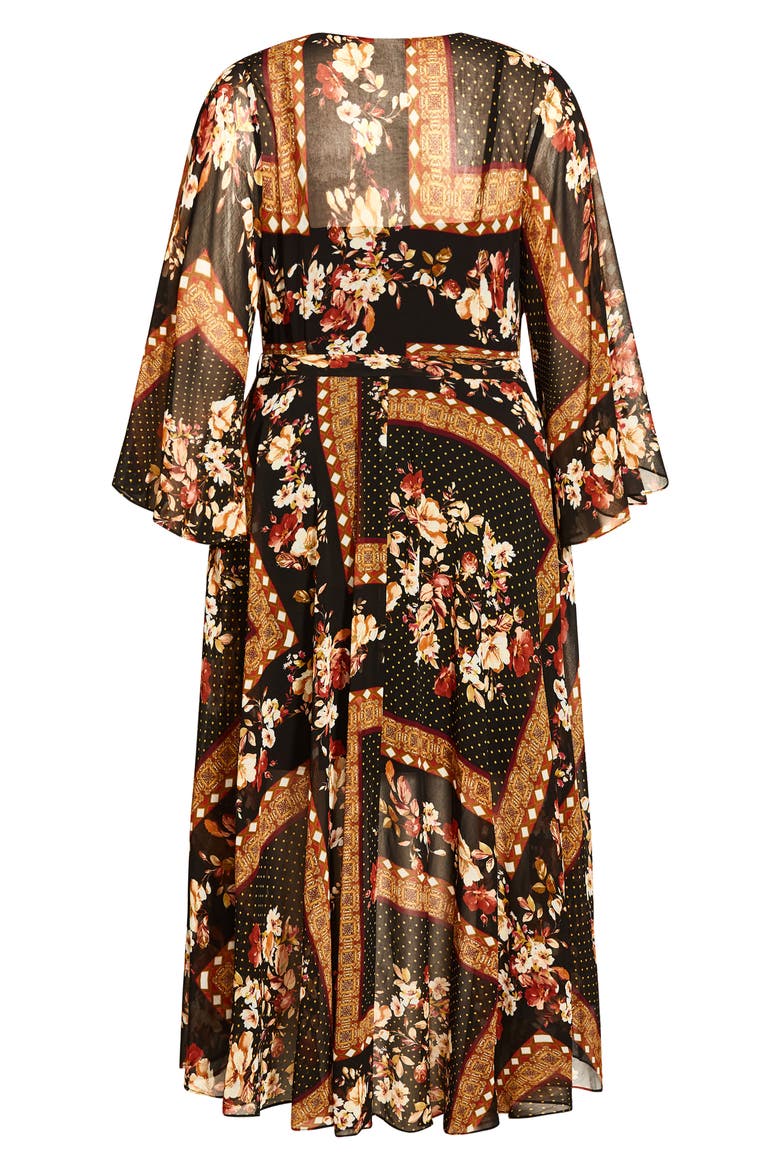 Falling Floral Long Sleeve Wrap Maxi Dress, Alternate, color, FLORAL