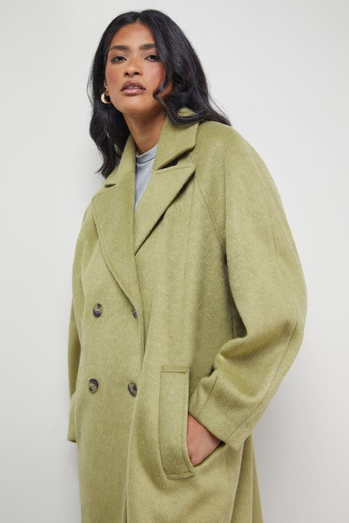 Warehouse Oversized Pleat Back Detail Maxi Coat In Green