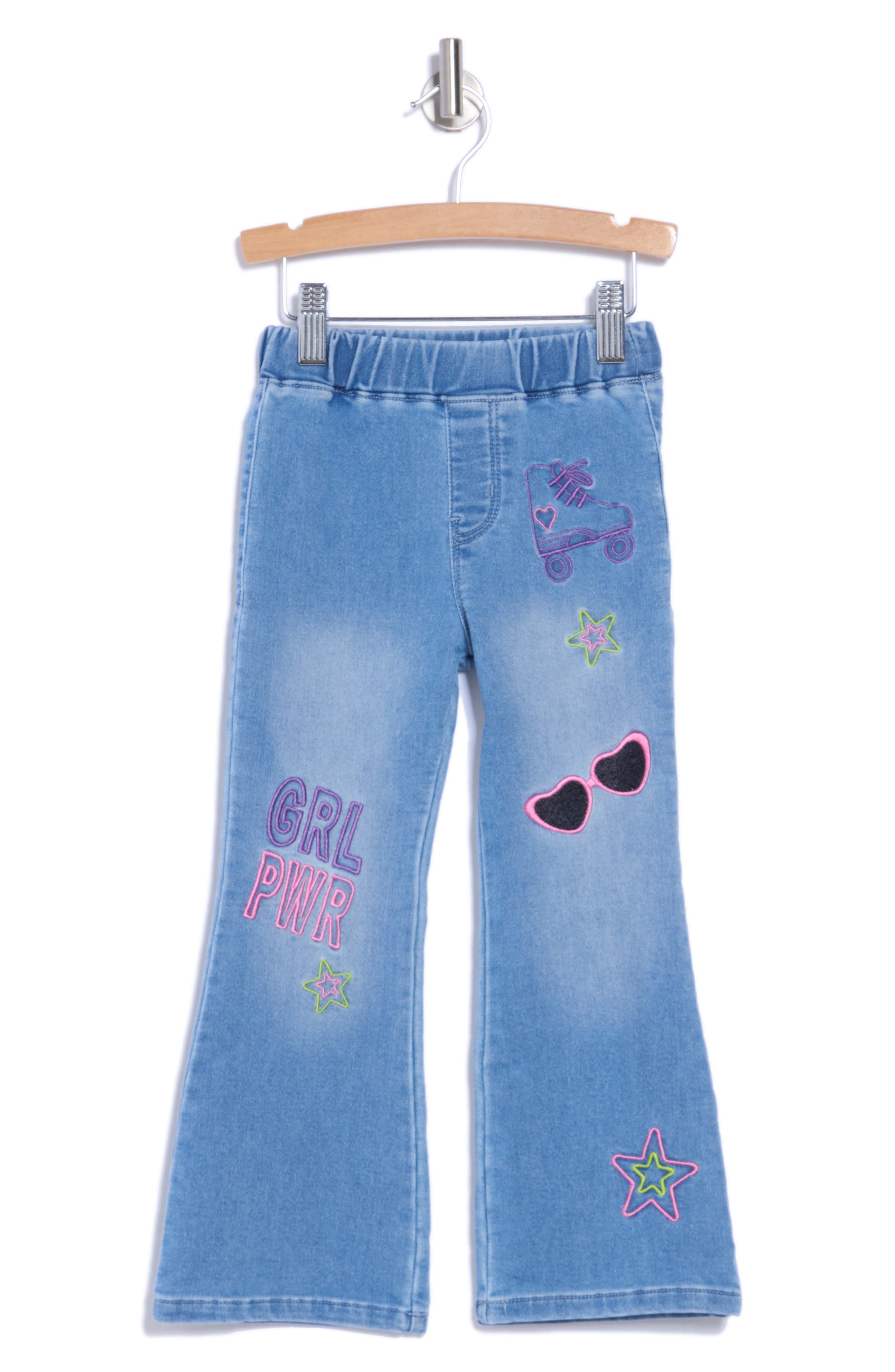 Jeans Noir Flapdoodles Pour Fille Taille 7 - Brodé Guitare - Occasion Très Bon état