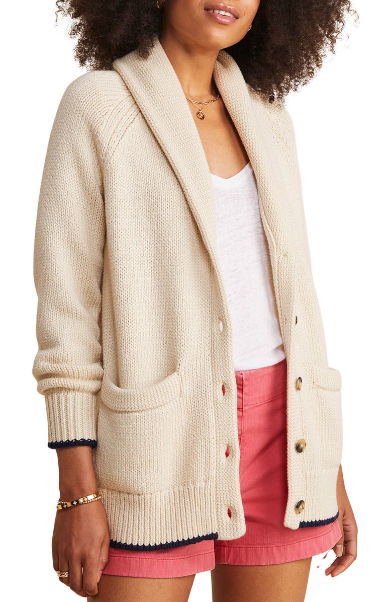 vineyard vines Flag Intarsia Shawl Collar Merino Wool & Cotton Cardigan, Alternate, color, 
