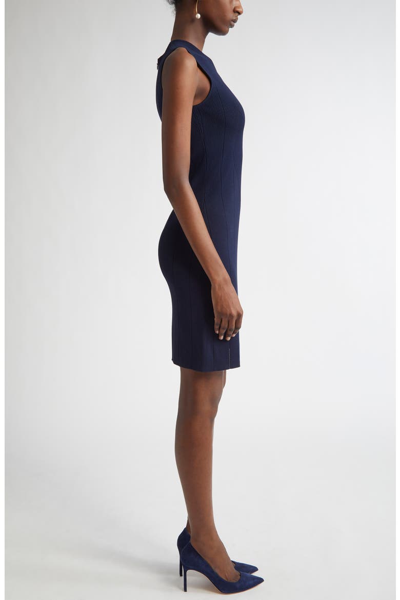 Pointelle Moving Ribs Knit Sheath Dress, Alternate, color, NAVY