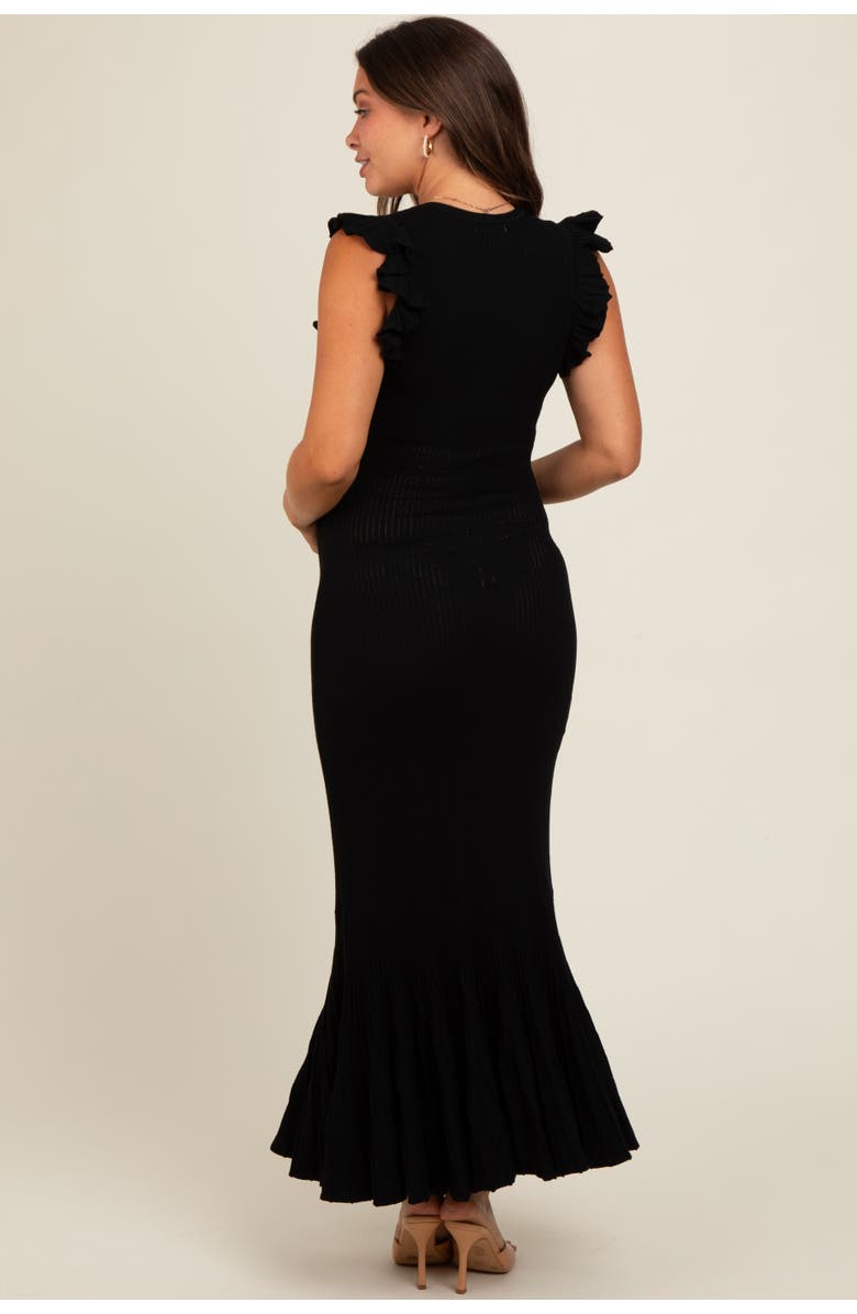 PinkBlush Ruffle Sleeve Mermaid Hem Midi Dress, Alternate, color, Black