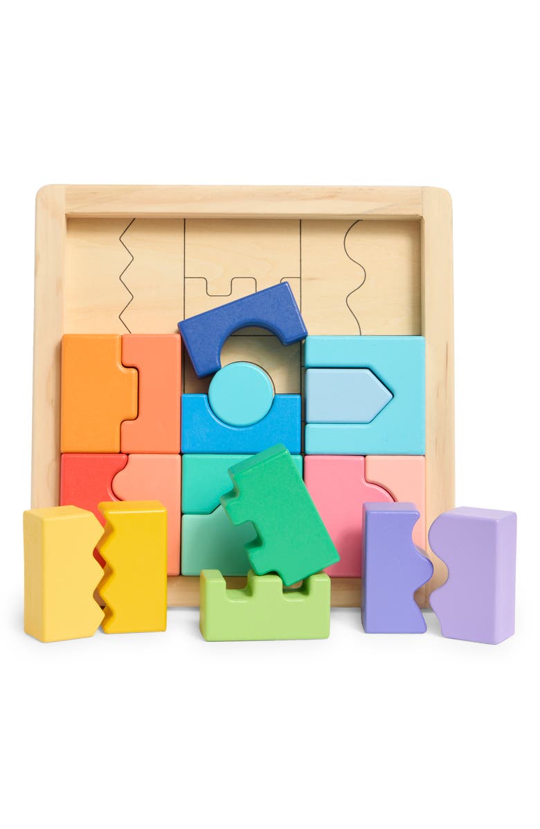 FISHER PRICE Wooden Interlocking Blocks Puzzle, Alternate, color, 