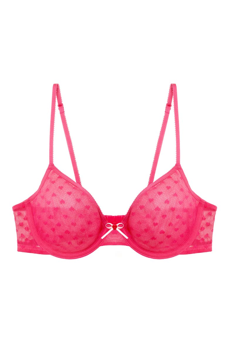 Heart Breaker Lace Underwire Bra, Alternate, color, NEON FUCHSIA