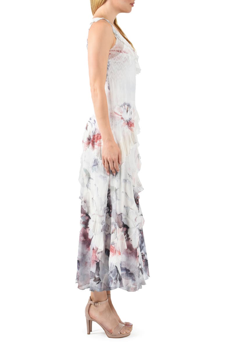 Komarov Ruffle Tiered Chiffon & Charmeuse Maxi Dress, Alternate, color,