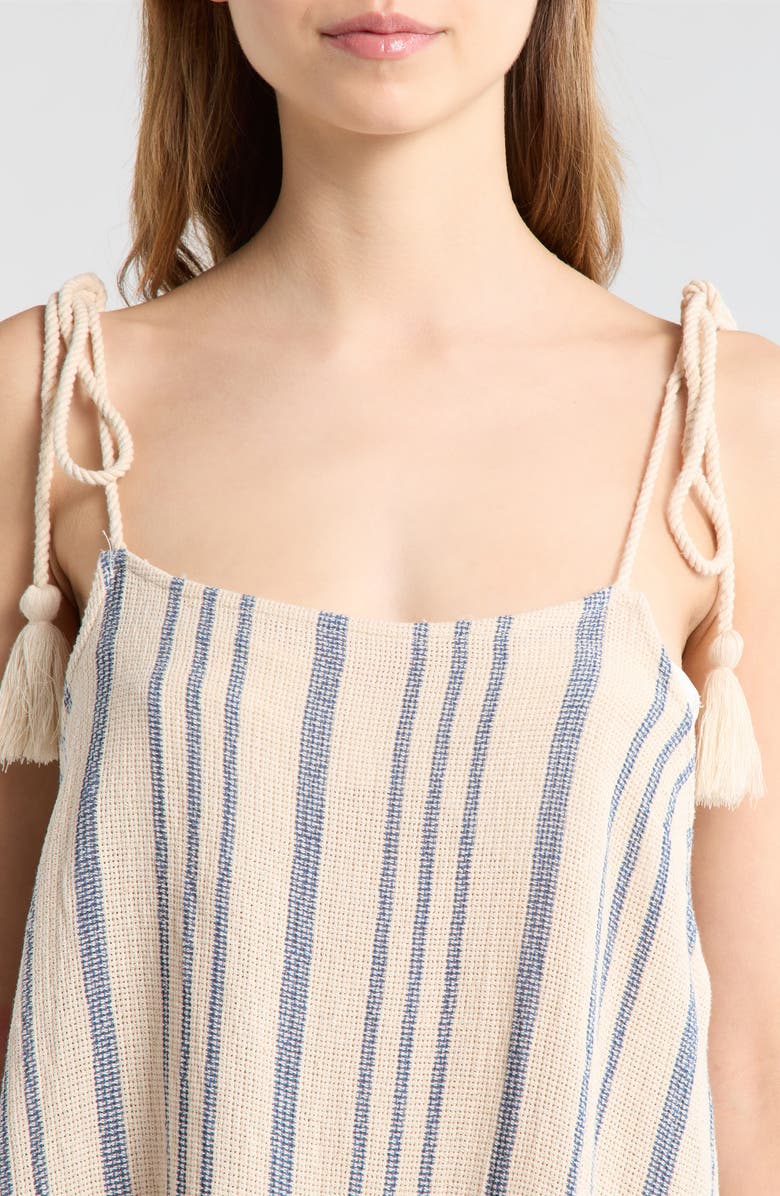 Elan Stripe Tie Shoulder Cotton Cover-Up Dress, Alternate, color, Beige/ Blue Stripe