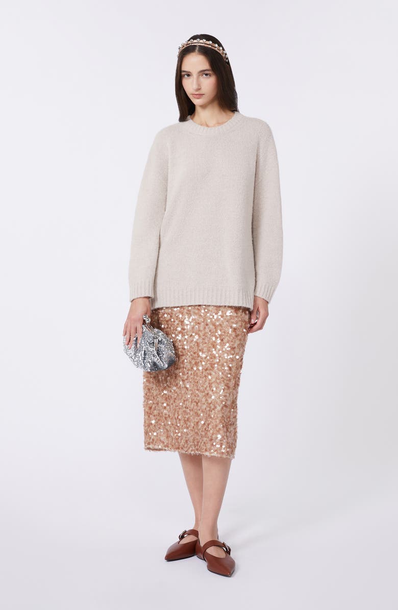 Weekend Max Mara Docchio Sequin Midi Skirt, Alternate, color, Beige