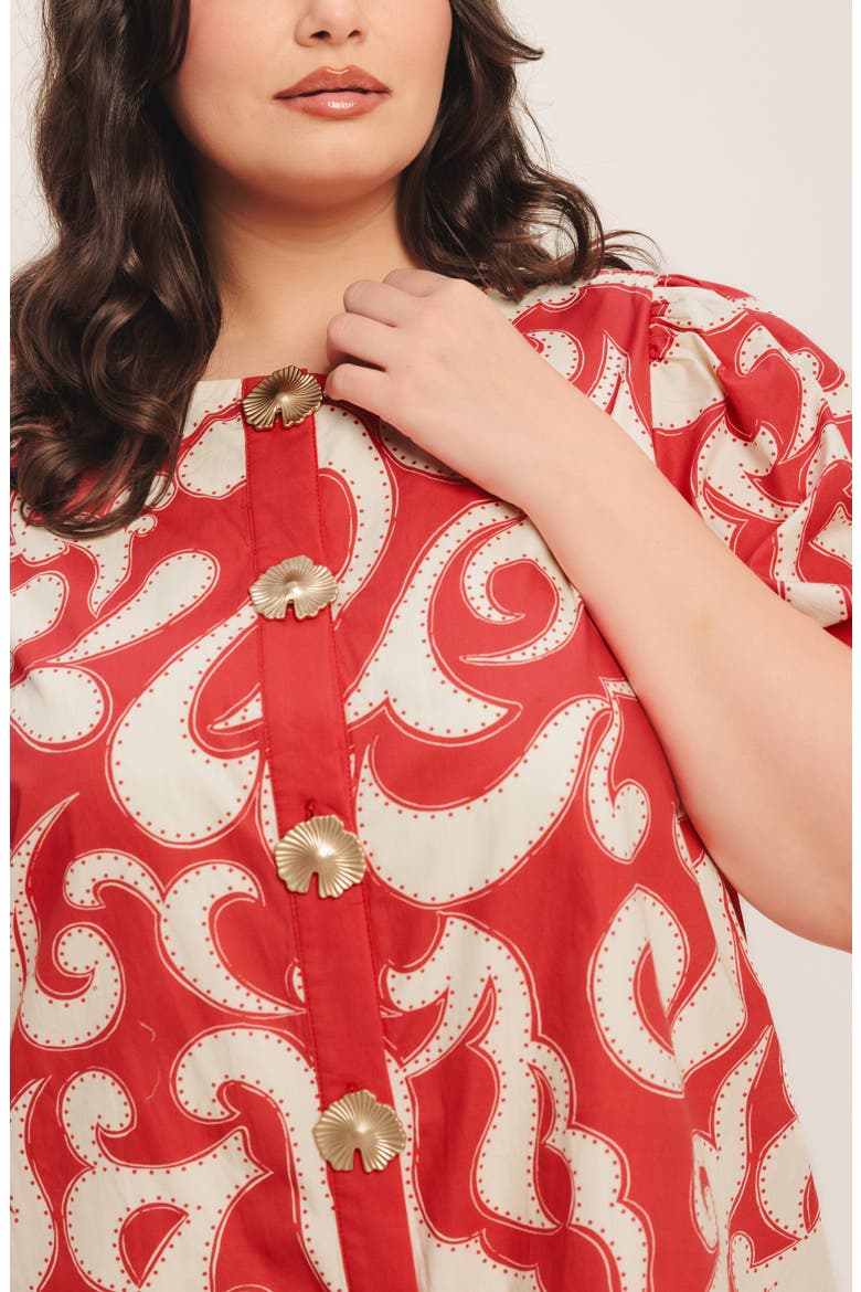 Print Cotton Minidress, Alternate, color, RED/ IVORY